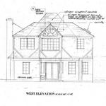 Rear elevation of two story addition consisting of master bed & bath.
